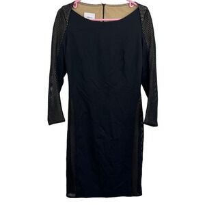 AKRIS punto Black Mesh long sleeve Sheath Dress Womens Size 6